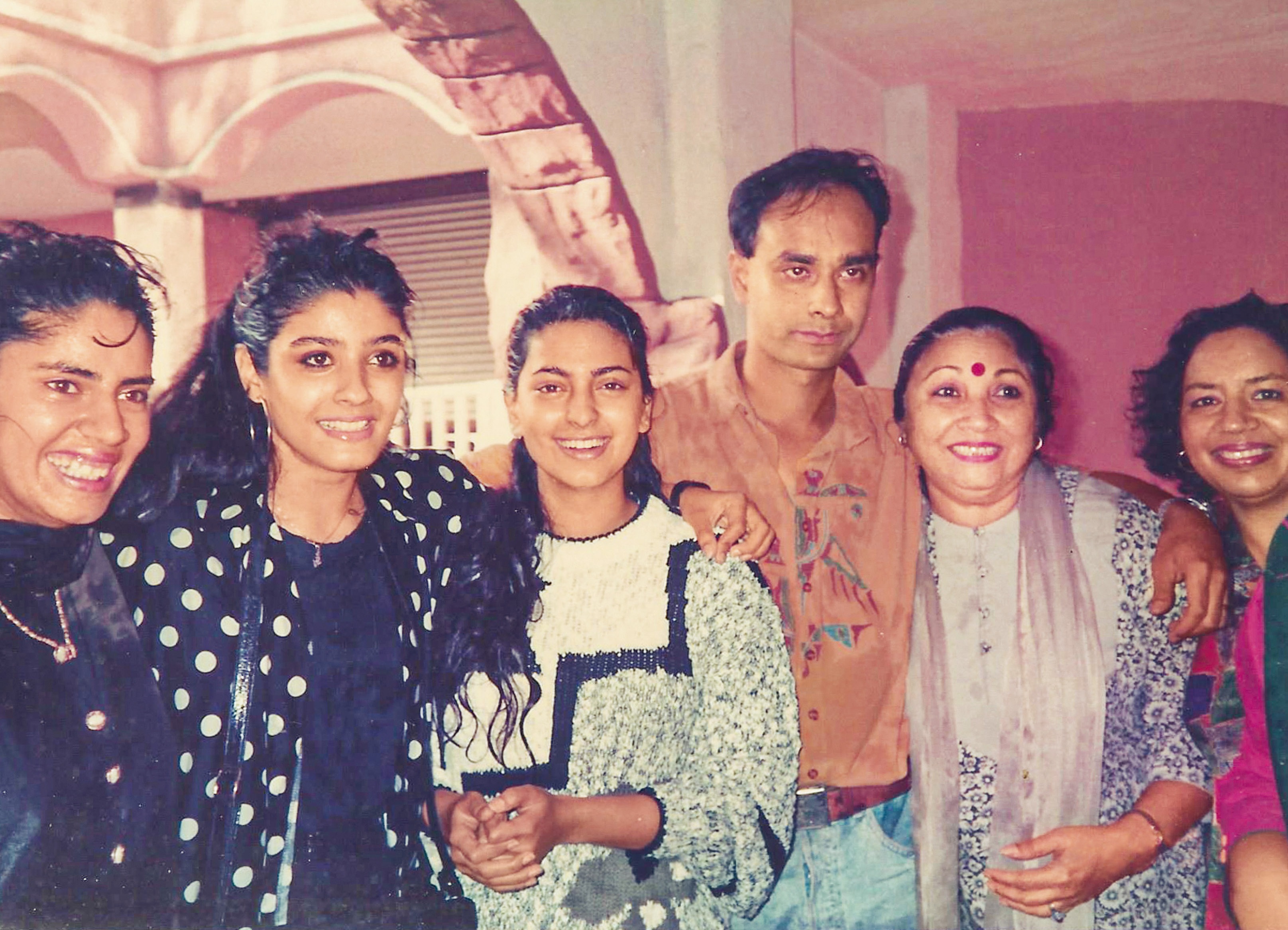 Raveena (second from left) with Juhi Chawla (next to her) at Disneyland in the US Raveena (second from left) with Juhi Chawla (next to her) at Disneyland in the US