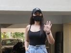 Sonakshi Sinha spotted by the paparazzi after vaccination. (Varinder Chawla)