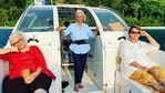 Waheeda Rehman, Asha Parekh and Helen pose on a boat in the Andaman. Waheeda Rehman, Asha Parekh and Helen pose on a boat in the Andaman.