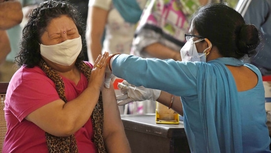 A woman receives a dose of Covid-19 vaccine. (Photo by Parveen Kumar/Hindustan Times) A woman receives a dose of Covid-19 vaccine. (Photo by Parveen Kumar/Hindustan Times)