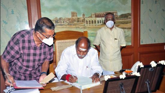 Puducherry chief minister of N Rangasamy has not been able to form his council of ministers since he tested positive for coronavirus infection and was hospitalised (ANI) Puducherry chief minister of N Rangasamy has not been able to form his council of ministers since he tested positive for coronavirus infection and was hospitalised (ANI)