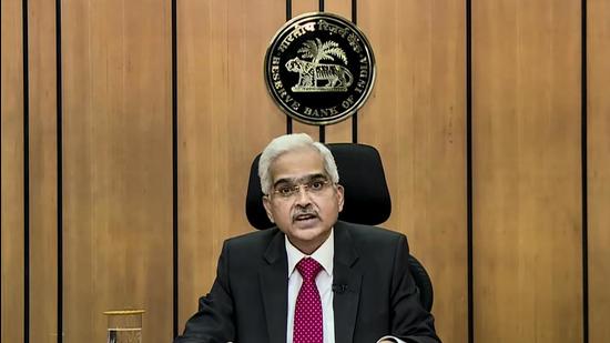 Reserve Bank of India Governor Shaktikanta Das during his addresses in Mumbai on May 5. (PTI)