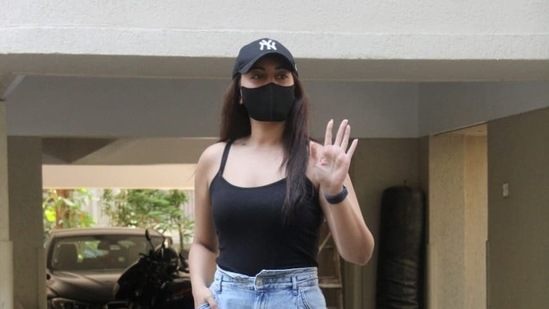 Sonakshi Sinha spotted by the paparazzi after vaccination. (Varinder Chawla)