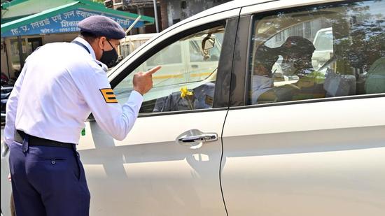 Since Sunday (May 9), the state police have detected 603 violations of various kinds and collected a cumulative fine amounting to ₹3.8 lakh. (Birbal Sharma/HT) Since Sunday (May 9), the state police have detected 603 violations of various kinds and collected a cumulative fine amounting to ₹3.8 lakh. (Birbal Sharma/HT)