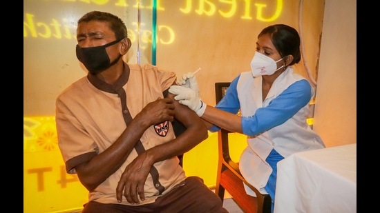With the vaccination of over 1.28 lakh people in Haryana on Monday, the state has given the jab to over 44.88 lakh people. (PTI) With the vaccination of over 1.28 lakh people in Haryana on Monday, the state has given the jab to over 44.88 lakh people. (PTI)