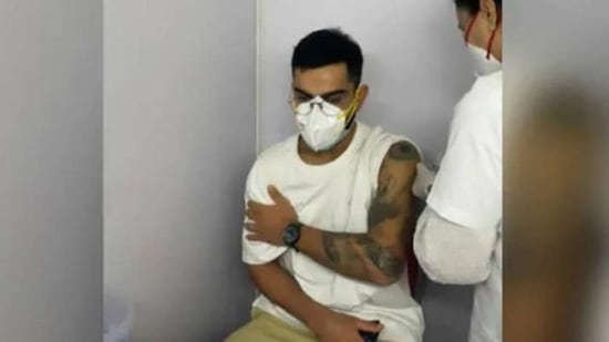 Virat Kohli receives first dose of Covid-19 vaccine. (Virat Kohli Instagram) Virat Kohli receives first dose of Covid-19 vaccine. (Virat Kohli Instagram)
