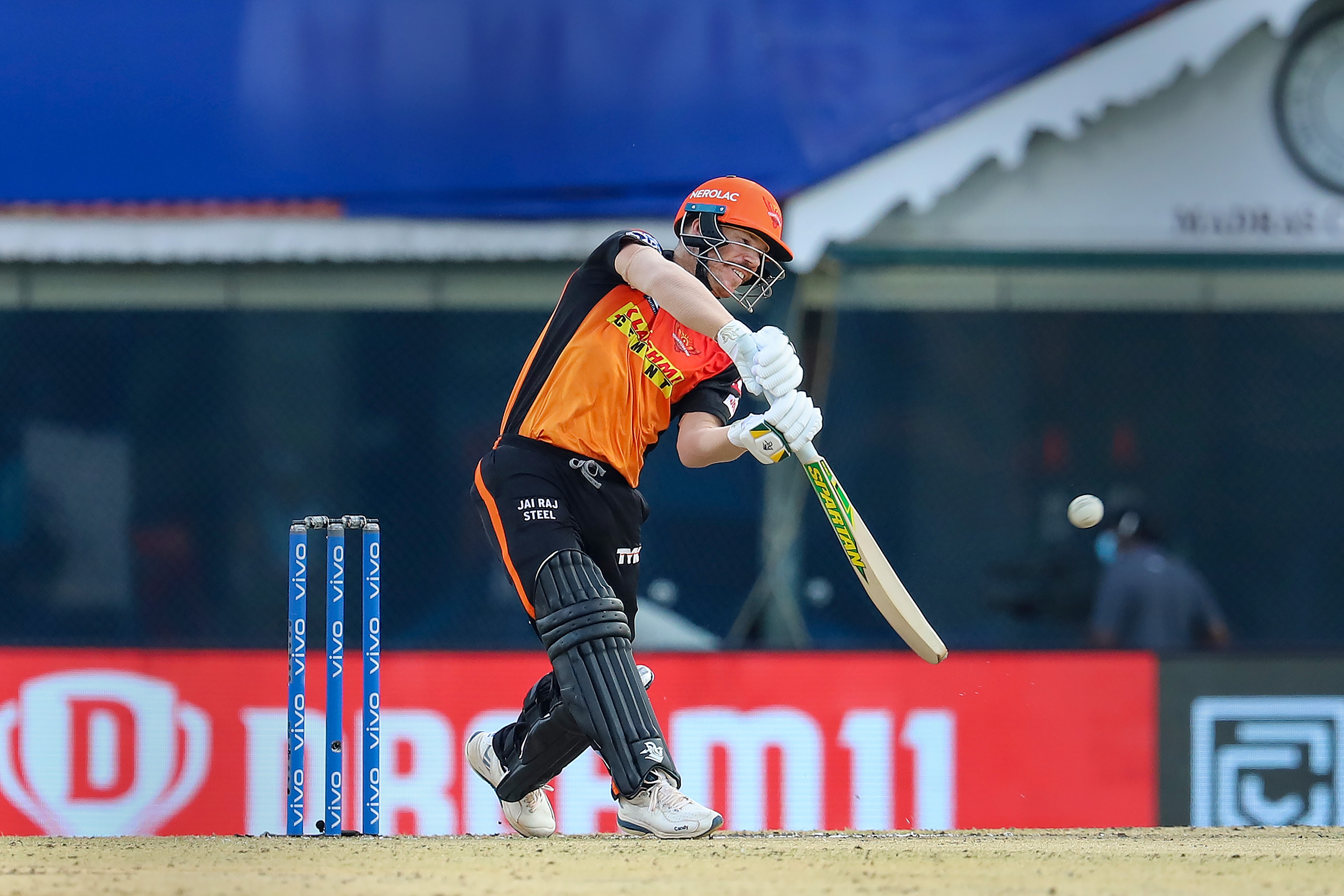David Warner plays a shot during match 14 of the Indian Premier League 2021.(PTI) David Warner plays a shot during match 14 of the Indian Premier League 2021.(PTI)