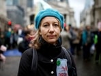 File Photo: Co-founder of the Extinction Rebellion group, Gail Bradbrook, poses as she and others block the road during an Extinction Rebellion demonstration at Bank, in the city of London, Britain on October 14, 2019. 