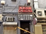 Delhi Police sealed Khan Chacha restaurant after oxygen concentrators and other medical supplies being black marketed were seized from here in Khan Market, in New Delhi, India, on Friday, May 7, 2021. (Sanjeev Verma/HT PHOTO) Delhi Police sealed Khan Chacha restaurant after oxygen concentrators and other medical supplies being black marketed were seized from here in Khan Market, in New Delhi, India, on Friday, May 7, 2021. (Sanjeev Verma/HT PHOTO)