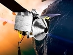 This illustration provided by NASA depicts the OSIRIS-REx spacecraft at the asteroid Bennu.(AP)