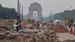 Construction work underway as part of the Central Vista Redevelopment Project, at Rajpath in New Delhi. Construction work underway as part of the Central Vista Redevelopment Project, at Rajpath in New Delhi.