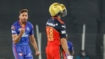Avesh Khan of Delhi Capitals celebrates the wicket of RCB skipper Virat Kohli during IPL 2021(PTI) Avesh Khan of Delhi Capitals celebrates the wicket of RCB skipper Virat Kohli during IPL 2021(PTI)