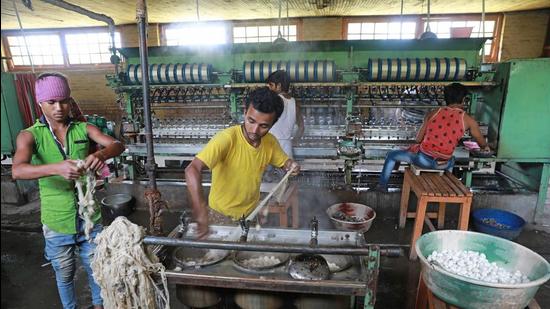 Kashmir’s first silk reeling factory was started at Solina in Srinagar in 1897 under the patronage of British. In 1937, a silk-weaving factory was established at Rajbagh. By 1961-62, the production of silk in the state went to around 98,000 kg. (HT File) Kashmir’s first silk reeling factory was started at Solina in Srinagar in 1897 under the patronage of British. In 1937, a silk-weaving factory was established at Rajbagh. By 1961-62, the production of silk in the state went to around 98,000 kg. (HT File)