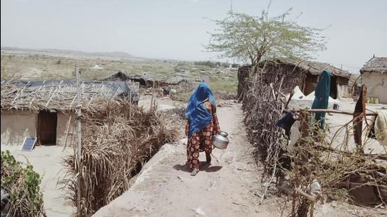 A Pakistani Hindu migrants settlement in Rajasthan’s Jodhpur district. They are struggling to get vaccinated against Covid-19. A Pakistani Hindu migrants settlement in Rajasthan’s Jodhpur district. They are struggling to get vaccinated against Covid-19.