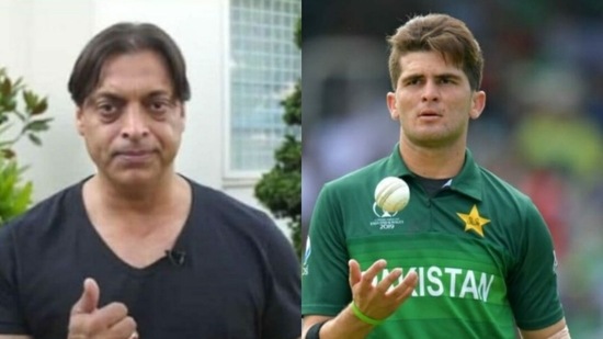 Shoaib Akhtar (left) and Shaheen Afridi (right).(HT collage) Shoaib Akhtar (left) and Shaheen Afridi (right).(HT collage)
