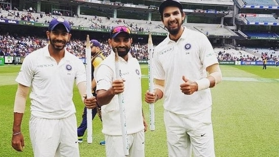 File image of Mohammed Shami, Jasprit Bumrah and Ishant Sharma.(Twitter/Mohammed Shami) File image of Mohammed Shami, Jasprit Bumrah and Ishant Sharma.(Twitter/Mohammed Shami)