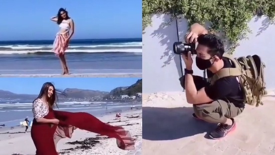 Abhinav Shukla, Sana Makbul and Divyanka Tripathi Dahiya in Cape Town. Abhinav Shukla, Sana Makbul and Divyanka Tripathi Dahiya in Cape Town.