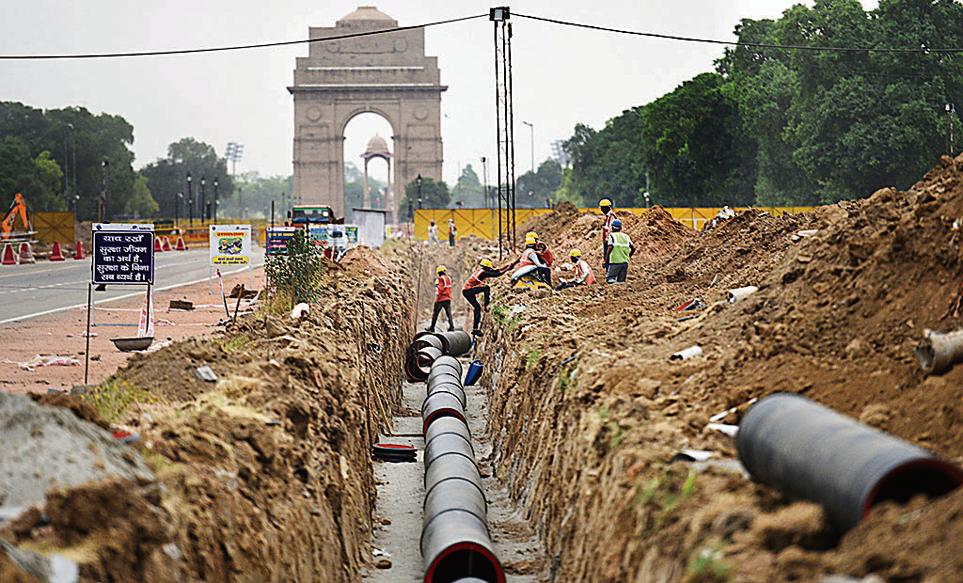 Construction work on the Avenue resumed in February after Republic Day celebrations ended. (HT file photo) Construction work on the Avenue resumed in February after Republic Day celebrations ended. (HT file photo)