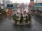 A deserted view of the Albert Ekka Chowk after the 7-day lockdown imposed by Jharkhand government amid the rise in Coronavirus cases, in Ranchi. (ANI Photo)