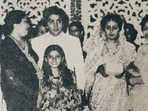 Raveena Tandon has shared a black and white picture from the wedding of Rishi Kapoor and Neetu Singh.