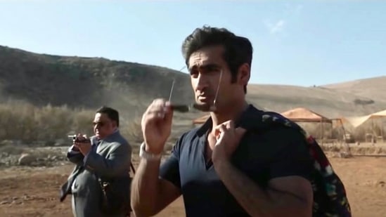 Harish Patel with Kumail Nanjiani in The Eternals.