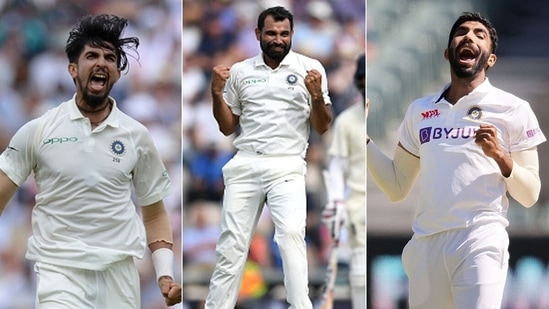 India's deadly fast-bowling trio consisting of Ishant Sharma (left), Mohammed Shami, and Jasprit Bumrah (right) (HT Collage.) India's deadly fast-bowling trio consisting of Ishant Sharma (left), Mohammed Shami, and Jasprit Bumrah (right) (HT Collage.)