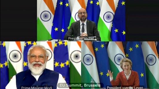 Prime Minister Narendra Modi attends during the 15th India-EU (virtual) summit via video conferencing, in New Delhi on July 15,2020. (File photo) Prime Minister Narendra Modi attends during the 15th India-EU (virtual) summit via video conferencing, in New Delhi on July 15,2020. (File photo)