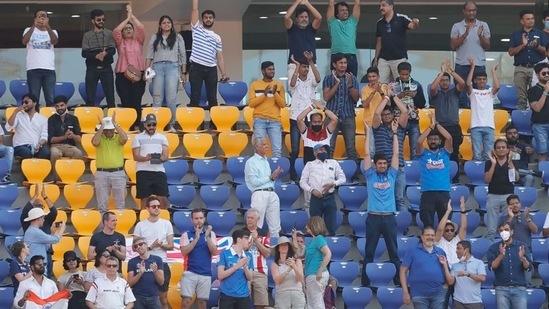 Fans attend the fourth Test between India and England in Ahmedabad. (BCCI)