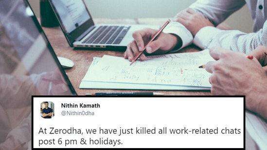A tweet by a CEO detailing how they have ended work-related chats after 6 pm and on holidays is getting a thumbs up from people on Twitter.(Twitter@Nithin0dha) A tweet by a CEO detailing how they have ended work-related chats after 6 pm and on holidays is getting a thumbs up from people on Twitter.(Twitter@Nithin0dha)