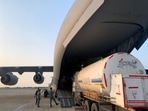 The Indian Air Force airlifted two cryogenic oxygen tankers from Vijayawada to Bhubaneswar on Wednesday. 