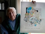 Artist Robert Seaman holds up the 365th daily doodle sketch in his room at an assisted living facility, (AP) Artist Robert Seaman holds up the 365th daily doodle sketch in his room at an assisted living facility, (AP)