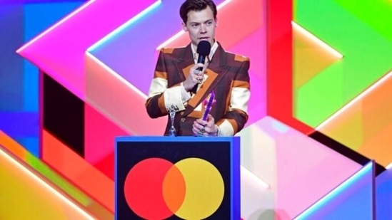 Harry Styles accepts the award for British Single during the Brit Awards 2021 at the O2 Arena, London, Tuesday, May 11, 2021. (AP) Harry Styles accepts the award for British Single during the Brit Awards 2021 at the O2 Arena, London, Tuesday, May 11, 2021. (AP)