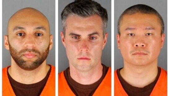This combination of photos provided by the Hennepin County Sheriff's Office in Minnesota shows from left, former Minneapolis police Officers J. Alexander Kueng, Thomas Lane and Tou Thao.(AP)