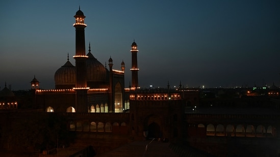 The Jama Masjid is seen illuminated during the eve of Eid-al-Fitr, which marks the end of the holy month of Ramadan, in New Delhi. (AFP) The Jama Masjid is seen illuminated during the eve of Eid-al-Fitr, which marks the end of the holy month of Ramadan, in New Delhi. (AFP)