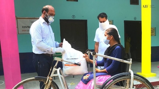 The #AIFCOVIDResponse and #DigitalEqualizer program also helped supply ration kits and guidance to several differently abled individuals to continue their education and career planning for the future during Covid-19. (Photo via @AIFoundation on Twitter) The #AIFCOVIDResponse and #DigitalEqualizer program also helped supply ration kits and guidance to several differently abled individuals to continue their education and career planning for the future during Covid-19. (Photo via @AIFoundation on Twitter)