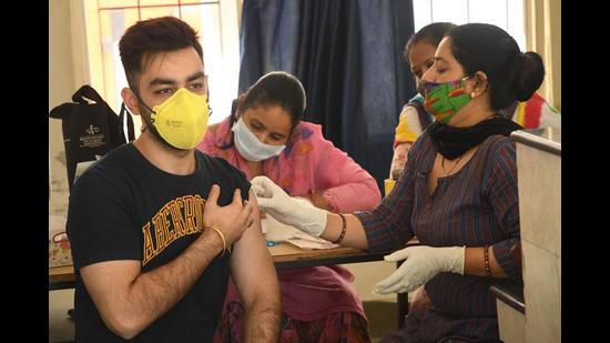 Panchkula, India, May 02 2021 :: Covid 19 Vaccination starts for 18 years Plus and above In Panchkula on Sunday 01 May . 2021. Photo Sant Arora /Hindustan Times (HT File Photo)