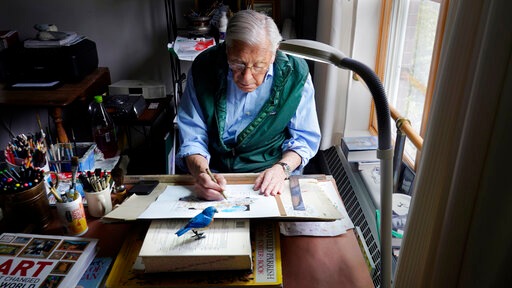 Artist Robert Seaman recently completed his 365th daily sketch, or what he calls his "Covid Doodles", (AP) Artist Robert Seaman recently completed his 365th daily sketch, or what he calls his "Covid Doodles", (AP)
