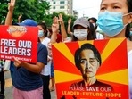 Anti-coup protesters march along a street in Yangon, Myanmar.(AP File Photo ) Anti-coup protesters march along a street in Yangon, Myanmar.(AP File Photo )