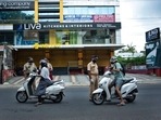 Kerala CM announces extension of lockdown by a week in the state. In picture - Policemen on duty during lockdown in Kochi, Kerala.