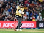 New Zealand's Devon Conway bats during the a T20 cricket international between Australia and New Zealand.(AP) New Zealand's Devon Conway bats during the a T20 cricket international between Australia and New Zealand.(AP)