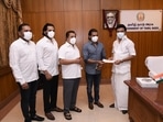 Suriya with his father actor Sivakumar and brother, actor Karthi with chief minister of Tamil Nadu, MK Stalin. Suriya with his father actor Sivakumar and brother, actor Karthi with chief minister of Tamil Nadu, MK Stalin.