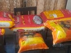 Ration that will be distributed in Prayagraj by Northern Football Academy from May 21.(HT Photo)