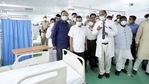 Delhi CM Arvind Kejriwal during a visit to the newly constructed 500 ICU beds COVID Care Centre at Ramlila maidan opposite LNJP hospital in New Delhi.(PTI) Delhi CM Arvind Kejriwal during a visit to the newly constructed 500 ICU beds COVID Care Centre at Ramlila maidan opposite LNJP hospital in New Delhi.(PTI)