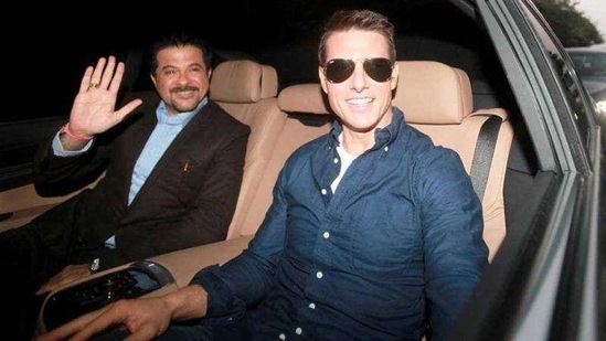Tom Cruise and Anil Kapoor roam around Mumbai to promote their Mission: Impossible 4. HT photo by Hemant Padalkar