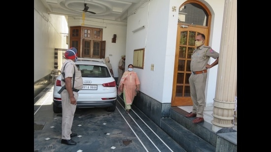 Police investigating at the family’s house in Atam Nagar, Model Town, on Friday. (HT Photo) Police investigating at the family’s house in Atam Nagar, Model Town, on Friday. (HT Photo)