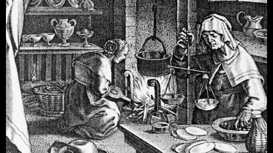 A 16th-century engraving of medicine being made from the wood of the guaiacwood tree. Across cultures, most remedies were passed on by women and came from inside the kitchen, researchers have found. (Shutterstock)