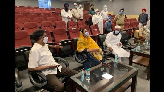 Punjab minister and Malerkotla MLA Razia Sultana during the virtual interaction with chief minister Capt Amarinder Singh on Friday. (HT Photo)