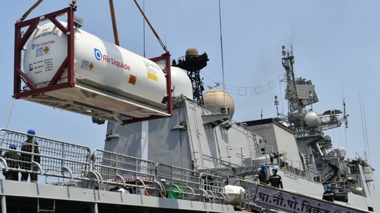 Just as India came to the aid of these countries during the first wave of the pandemic, the West Asian allies with countries like France adding to the heft, have established an 'Oxygen Solidarity Bridge' with India since April 29.(Indian Navy)