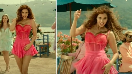 Disha wore several outfits for the song Zoom Zoom where she featured with her co-star Salman Khan. One of the many outfits that left the audience awestruck was her pink bustier top which she teamed with a pink mini skirt. (Instagram/@dishapatani)