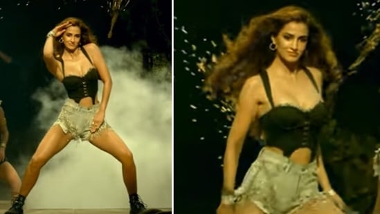 In this picture, the stunner can be seen rocking a pair of denim shorts which she teamed with a black bustier bodycon top and black sneakers. (Instagram/@dishapatani)